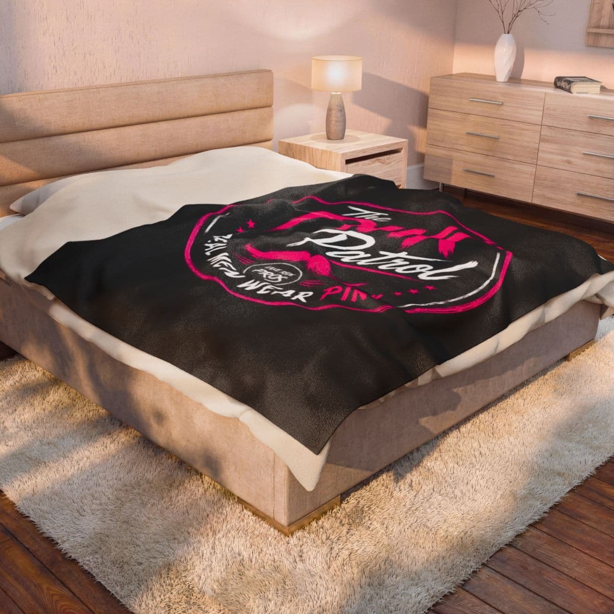 The Pink Patrol Real Men Wear Pink Velveteen Plush Blanket | Limited Edition PINK Patrol MERCH Collection