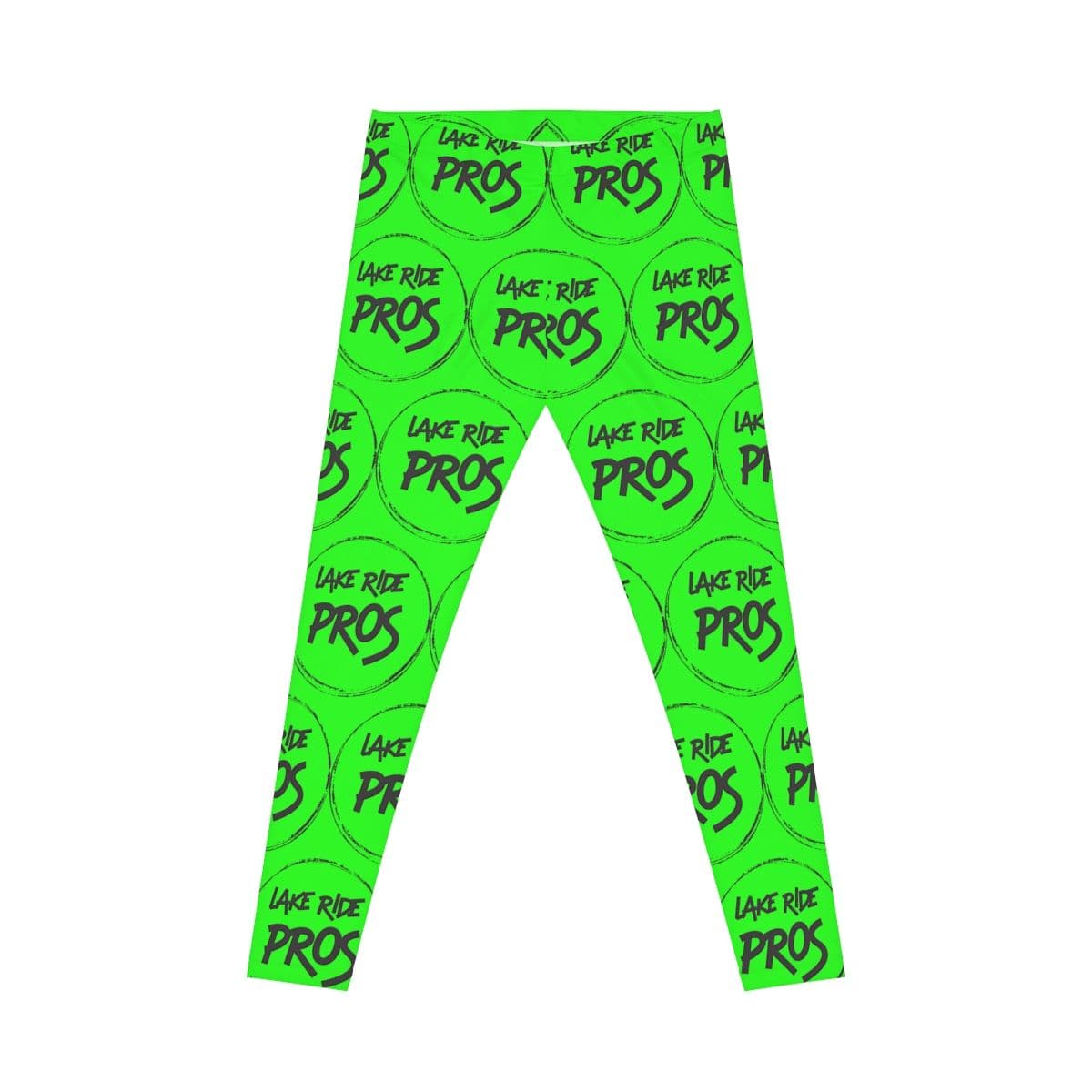 Lime Green Lake Ride Pros Women’s All-Over-Print Leggings - Monochrome Logo Pattern
